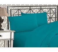 Elegant Comfort Luxurious 1500 Premium Hotel Quality Microfiber Three Line Embroidered Softest 4-Piece Bed Sheet Set, Wrinkle and Fade Resistant, Queen, Turquoise