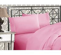 Elegant Comfort Luxurious 1500 Premium Hotel Quality Microfiber Three Line Embroidered Softest 4-Piece Bed Sheet Set, Wrinkle and Fade Resistant, King, Light Pink