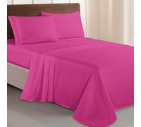 Elegant Comfort Luxurious 1500 Premium Hotel Quality Microfiber Three Line Embroidered Softest 4-Piece Bed Sheet Set, Wrinkle and Fade Resistant, Queen, Hot Pink