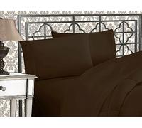 Elegant Comfort Luxurious 1500 Premium Hotel Quality Microfiber Three Line Embroidered Softest 4-Piece Bed Sheet Set, Wrinkle and Fade Resistant, Full, Chocolate Brown