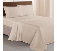 Elegant Comfort Luxurious 1500 Premium Hotel Quality Microfiber Three Line Embroidered Softest 4-Piece Bed Sheet Set, Wrinkle and Fade Resistant, Full, Cream