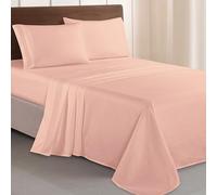 Elegant Comfort Luxurious 1500 Premium Hotel Quality Microfiber Three Line Embroidered Softest 4-Piece Bed Sheet Set, Wrinkle and Fade Resistant, King, Blush Pink