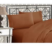 Elegant Comfort Luxurious 1500 Premium Hotel Quality Microfiber Three Line Embroidered Softest 4-Piece Bed Sheet Set, Wrinkle and Fade Resistant, California King, Bronze