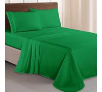 Elegant Comfort Luxurious 1500 Premium Hotel Quality Microfiber Three Line Embroidered Softest 4-Piece Bed Sheet Set, Wrinkle and Fade Resistant, King, Emerald Green