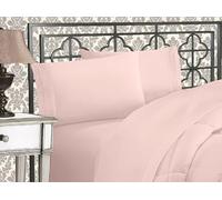 Elegant Comfort Luxurious 1500 Premium Hotel Quality Microfiber Three Line Embroidered Softest 4-Piece Bed Sheet Set, Wrinkle and Fade Resistant, California King, Blush Pink
