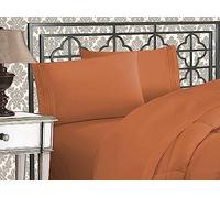 Elegant Comfort Luxurious 1500 Thread Count Egyptian Quality Microfiber Three Line Embroidered Softest Premium Hotel Quality 4-Piece Bed Sheet Set, Wrinkle and Fade Resistant, Twin, Coral