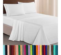 Elegant Comfort Luxurious 1500 Thread Count Egyptian Quality Three Line Embroidered Softest Premium Hotel Quality 4-Piece Bed Sheet Set, Wrinkle and Fade Resistant, California King, White