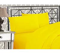 Elegant Comfort Luxurious 1500 Thread Count Egyptian Quality Three Line Embroidered Softest Premium Hotel Quality 4-Piece Bed Sheet Set, Wrinkle and Fade Resistant, King, Yellow