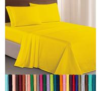 Elegant Comfort Luxurious 1500 Thread Count Egyptian Quality Three Line Embroidered Softest Premium Hotel Quality 4-Piece Bed Sheet Set, Wrinkle and Fade Resistant, King, Yellow