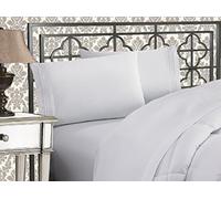 Elegant Comfort Luxurious 1500 Thread Count Egyptian Quality Three Line Embroidered Softest Premium Hotel Quality 4-Piece Bed Sheet Set, Wrinkle and Fade Resistant, California King, White