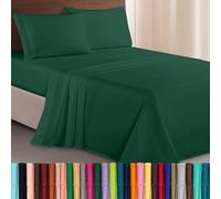 Elegant Comfort Luxurious 1500 Thread Count Egyptian Quality Three Line Embroidered Softest Premium Hotel Quality 4-Piece Bed Sheet Set, Wrinkle And Fade Resistant, Twin/Twin XL, Hunter Green