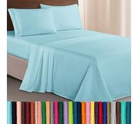 Elegant Comfort Luxurious 1500 Thread Count Egyptian Quality Three Line Embroidered Softest Premium Hotel Quality 4-Piece Bed Sheet Set, Wrinkle And Fade Resistant, Twin/Twin XL, Aqua Blue