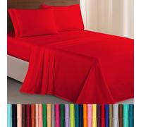 Elegant Comfort Luxurious 1500 Thread Count Egyptian Quality Three Line Embroidered Softest Premium Hotel Quality 4-Piece Bed Sheet Set, Wrinkle and Fade Resistant, King, Red