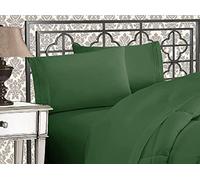 Elegant Comfort Luxurious 1500 Thread Count Egyptian Quality Three Line Embroidered Softest Premium Hotel Quality 4-Piece Bed Sheet Set, Wrinkle and Fade Resistant, King, Hunter Green
