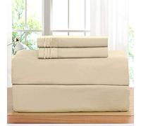 Elegant Comfort Luxurious Bed Sheets Set on Amazon 1500 Thread Count Wrinkle,Fade and Stain Resistant 4-Piece Bed Sheet Set, Deep Pocket, Queen Cream