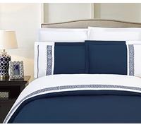 Elegant Comfort Luxurious Hotel Collection Super-Soft 1500 Thread Count Egyptian Quality 3-Piece Greek Pattern Duvet Cover Set, King/California King, Navy Blue