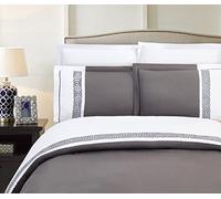 Elegant Comfort Luxurious Hotel Collection Super-Soft 1500 Thread Count Egyptian Quality 3-Piece Greek Pattern Duvet Cover Set, King/California King, Gray