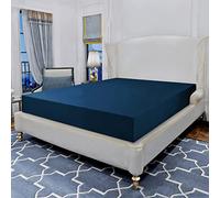 Elegant Comfort Luxurious Wrinkle Resistant 1500 Thread Count Egyptian Quality 1-Piece Fitted Sheet All Around Elastic -Deep Pocket- Ultra Soft Bottom Fitted Sheet, King, Navy Blue