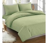 Elegant Comfort Luxurious Wrinkle Resistant 3-Piece Damask Stripe Duvet Cover Set, Cotton, Sage/Green, Queen