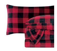 Elegant Comfort Luxuriously Soft 4-Piece Velvet Plush Flannel Sheet Set - Premium Quality - Cozy Warm, Anti-Static, Non Pilling Fuzzy Velvet Flannel Fleece Deep Pocket Sheet Set- Cal King, Buffalo Red