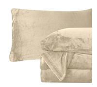 Elegant Comfort Luxuriously Soft 4-Piece Velvet Plush Flannel Sheet Set - Premium Quality - Cozy Warm, Anti-Static, Non Pilling Fuzzy Velvet Flannel Fleece Deep Pocket Sheet Set - Twin XL, Cream