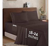 Elegant Comfort Luxury 1500 Premium Hotel Quality Microfiber 4-Piece Sheet Set - Soft, All Around Elastic 18-24 Inches Deep Fitted Sheet - Extra Deep Pocket Sheets, King, Chocolate Brown