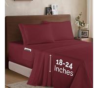 Elegant Comfort Luxury 1500 Premium Hotel Quality Microfiber 4-Piece Sheet Set - Soft, All Around Elastic 18-24 Inches Deep Fitted Sheet - Extra Deep Pocket Sheets, Queen, Burgundy