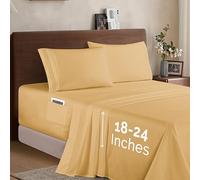 Elegant Comfort Luxury 1500 Premium Hotel Quality Microfiber 4-Piece Sheet Set - Soft, All Around Elastic 18-24 Inches Deep Fitted Sheet - Extra Deep Pocket Sheets, Twin/Twin XL, Camel-Gold