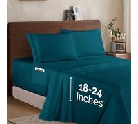 Elegant Comfort Luxury 1500 Premium Hotel Quality Microfiber 4-Piece Sheet Set - Soft, All Around Elastic 18-24 Inches Deep Fitted Sheet - Extra Deep Pocket Sheets, King, Marine Teal