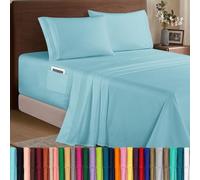 Elegant Comfort Luxury 1500 Premium Hotel Quality Microfiber 4-Piece Sheet Set - Soft, All Around Elastic 18-24 Inches Deep Fitted Sheet - Extra Deep Pocket Sheets, California King, Aqua