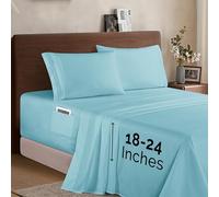 Elegant Comfort Luxury 1500 Premium Hotel Quality Microfiber 4-Piece Sheet Set - Soft, All Around Elastic 18-24 Inches Deep Fitted Sheet - Extra Deep Pocket Sheets, Twin/Twin XL, Aqua