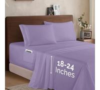 Elegant Comfort Luxury 1500 Premium Hotel Quality Microfiber 4-Piece Sheet Set - Soft, All Around Elastic 18-24 Inches Deep Fitted Sheet - Extra Deep Pocket Sheets, Twin/Twin XL, Lavender