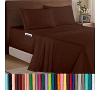 Elegant Comfort Luxury 1500 Premium Hotel Quality Microfiber 4-Piece Sheet Set - Soft, All Around Elastic 18-24 Inches Deep Fitted Sheet - Extra Deep Pocket Sheets, Queen, Chocolate Brown
