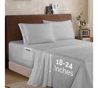 Elegant Comfort Luxury 1500 Premium Hotel Quality Microfiber 4-Piece Sheet Set - Soft, All Around Elastic 18-24 Inches Deep Fitted Sheet - Extra Deep Pocket Sheets, King, Silver Grey