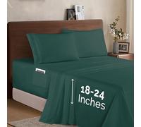 Elegant Comfort Luxury 1500 Premium Hotel Quality Microfiber 4-Piece Sheet Set - Soft, All Around Elastic 18-24 Inches Deep Fitted Sheet - Extra Deep Pocket Sheets, Queen, Hunter Green