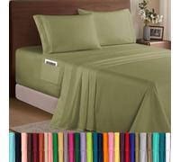 Elegant Comfort Luxury 1500 Premium Hotel Quality Microfiber 4-Piece Sheet Set - Soft, All Around Elastic 18-24 Inches Deep Fitted Sheet - Extra Deep Pocket Sheets, Queen, Sage/Green