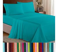 Elegant Comfort Luxury 1500 Premium Hotel Quality Microfiber 4-Piece Sheet Set - Wrinkle Resistant, All Around Elastic Fitted Sheet, Deep Pocket up to 16", Queen, Turquoise