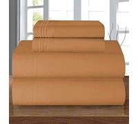 Elegant Comfort Luxury 1500 Premium Hotel Quality Microfiber 4-Piece Sheet Set - Wrinkle Resistant, All Around Elastic Fitted Sheet, Deep Pocket up to 16", California King, Light Brown