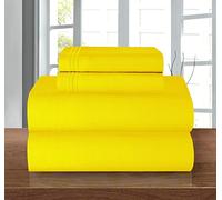 Elegant Comfort Luxury 1500 Premium Hotel Quality Microfiber 4-Piece Sheet Set - Wrinkle Resistant, All Around Elastic Fitted Sheet, Deep Pocket up to 16", Twin/Twin XL, Yellow
