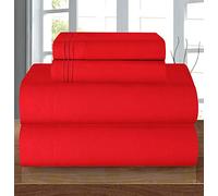 Elegant Comfort Luxury 1500 Premium Hotel Quality Microfiber 4-Piece Sheet Set - Wrinkle Resistant, All Around Elastic Fitted Sheet, Deep Pocket up to 16", Twin/Twin XL, Red