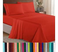 Elegant Comfort Luxury 1500 Premium Hotel Quality Microfiber 4-Piece Sheet Set - Wrinkle Resistant, All Around Elastic Fitted Sheet, Deep Pocket up to 16", California King, Rust