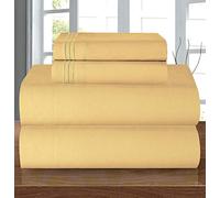 Elegant Comfort Luxury 1500 Premium Hotel Quality Microfiber 4-Piece Sheet Set - Wrinkle Resistant, All Around Elastic Fitted Sheet, Deep Pocket up to 16", King, Camel-Gold
