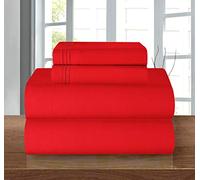 Elegant Comfort Luxury 1500 Premium Hotel Quality Microfiber 4-Piece Sheet Set - Wrinkle Resistant, All Around Elastic Fitted Sheet, Deep Pocket up to 16", Full, Red
