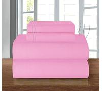 Elegant Comfort Luxury 1500 Premium Hotel Quality Microfiber 4-Piece Sheet Set - Wrinkle Resistant, All Around Elastic Fitted Sheet, Deep Pocket up to 16", King, Light Pink
