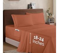 Elegant Comfort - Luxury 1500 Premium Microfiber 4 Piece Bed Sheet Set - Soft Elastic 18" to 24" Deep Pocket Sheets, California King, Coral