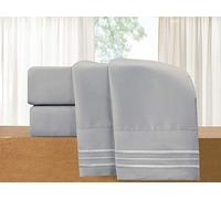 Elegant Comfort Luxury 4-Piece Bed Sheet Set - Luxury Bedding 1500 Premium Hotel Quality Microfiber, Wrinkle Resistant Cool & Breathable, Easy Elastic Fitted, King, Silver Grey