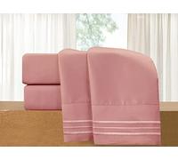 Elegant Comfort Luxury 4-Piece Bed Sheet Set - Luxury Bedding 1500 Premium Hotel Quality Microfiber, Wrinkle Resistant Cool & Breathable, Easy Elastic Fitted, Queen, Dusty Rose