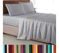 Elegant Comfort Luxury 4-Piece Bed Sheet Set - Luxury Bedding 1500 Premium Hotel Quality Microfiber, Wrinkle Resistant Cool & Breathable, Easy Elastic Fitted, King, Silver Grey
