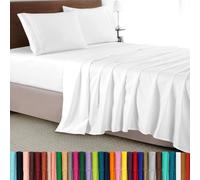 Elegant Comfort Luxury 4-Piece Bed Sheet Set - Luxury Bedding 1500 Premium Hotel Quality Microfiber, Wrinkle Resistant Cool & Breathable, Easy Elastic Fitted, California King, White