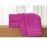 Elegant Comfort Luxury 4-Piece Bed Sheet Set - Luxury Bedding 1500 Premium Hotel Quality Microfiber, Wrinkle Resistant Cool & Breathable, Easy Elastic Fitted, Queen, Hot Pink